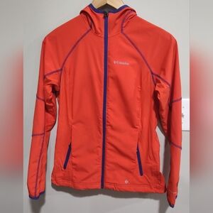 Columbia Women's Small Jacket Omni Shield Advanced Repellency Orange W/Blue Trim